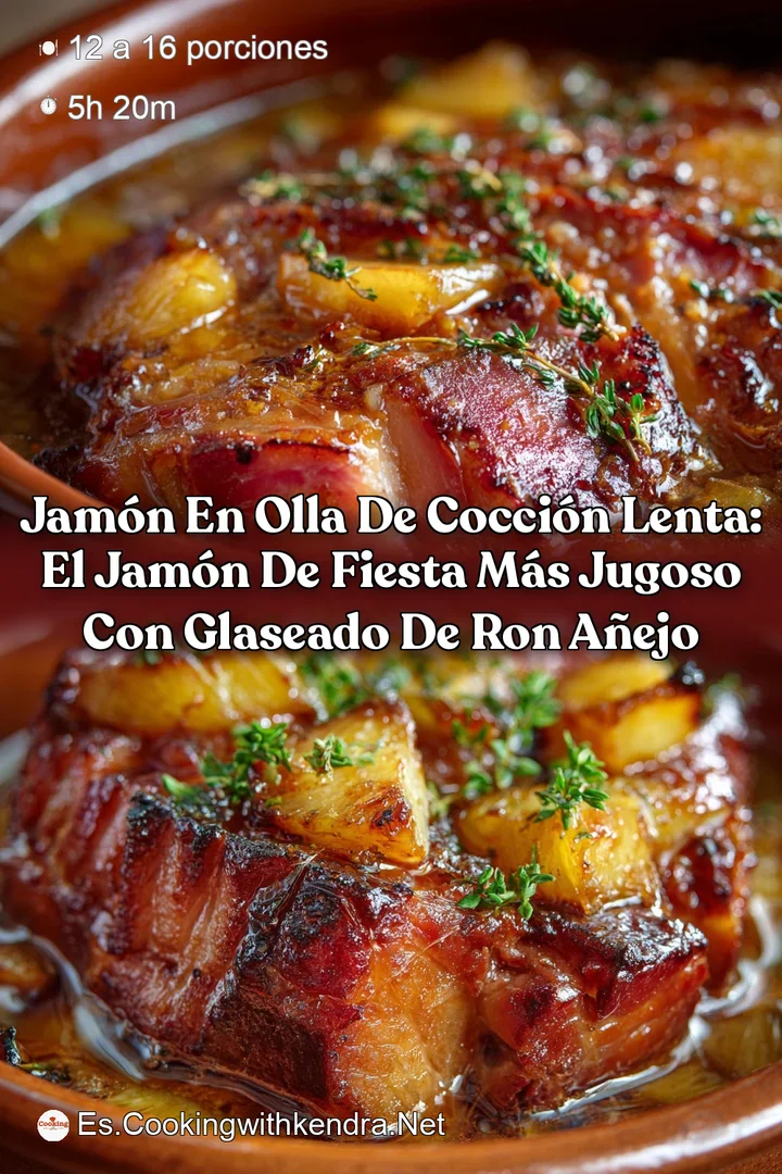 Jam&oacute;n en Olla de Cocci&oacute;n Lenta: El Jam&oacute;n de Fiesta M&aacute;s Jugoso con Glaseado de Ron A&ntilde;ejo