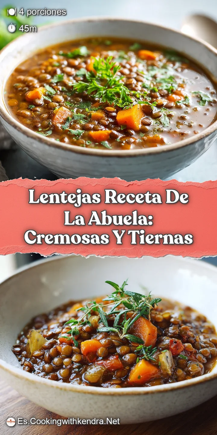 Close-up of vibrant lentil stew: plump lentils, flavorful chorizo, and a shimmering, rich broth, hinting at a savory taste.