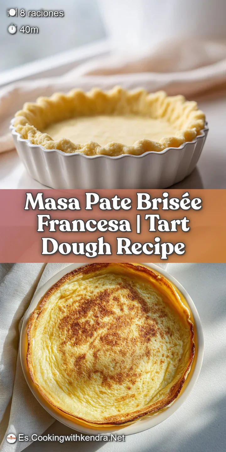 Close-up of a rustic masa bris&eacute;e crust; buttery, light gold, and finely textured with a slight sheen. Visible savory filli...