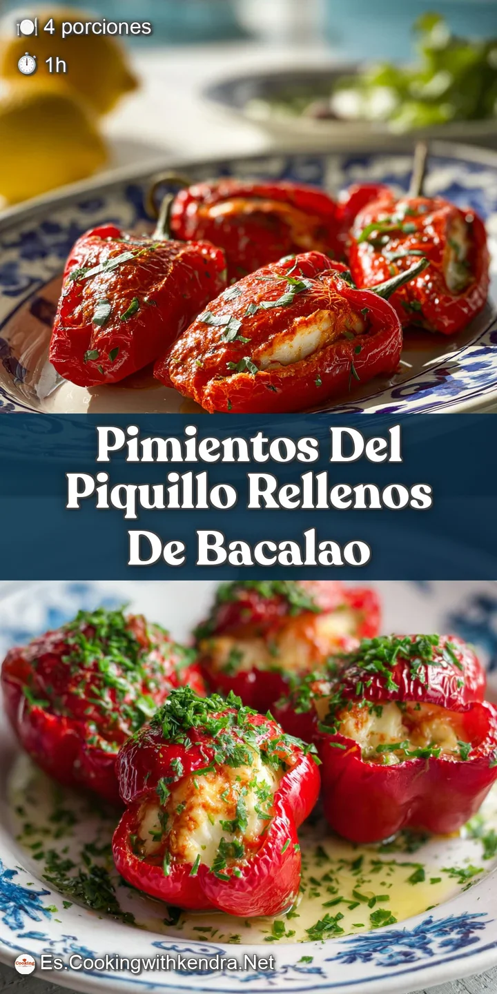 Close-up showcasing the rich red hue and slightly wrinkled skin of a pimiento relleno, promising a flavorful bite of cod a...