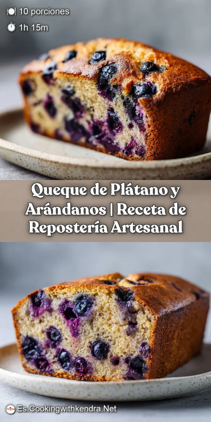 Close-up of a fluffy banana and blueberry cake slice, showing tender crumb and fruit.