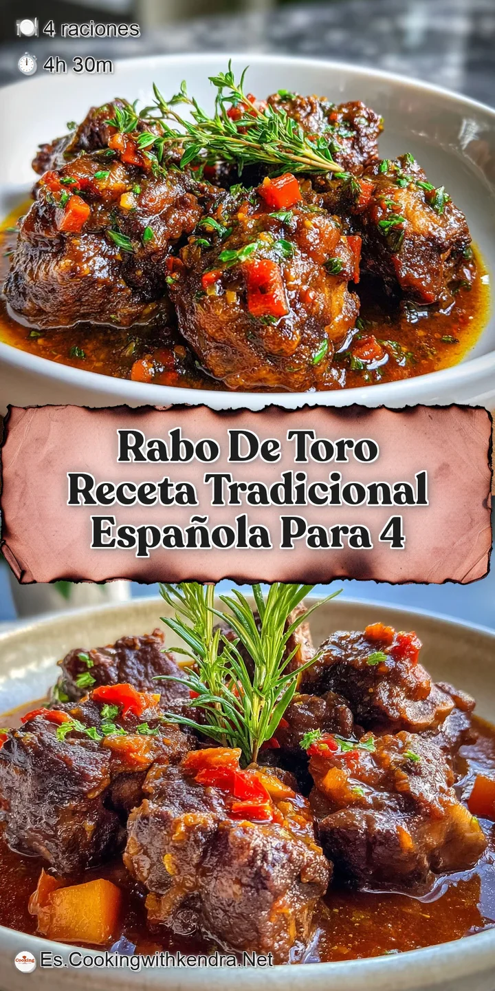 Close-up of tender oxtail simmering in a glossy, intensely flavored sauce. A rich, savory, mouthwatering bite.