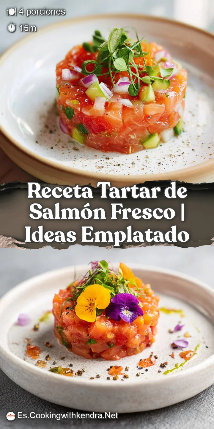 Close-up of a glistening salmon tartare, showcasing the delicate texture of the fish and the creamy smoothness of the avoc...