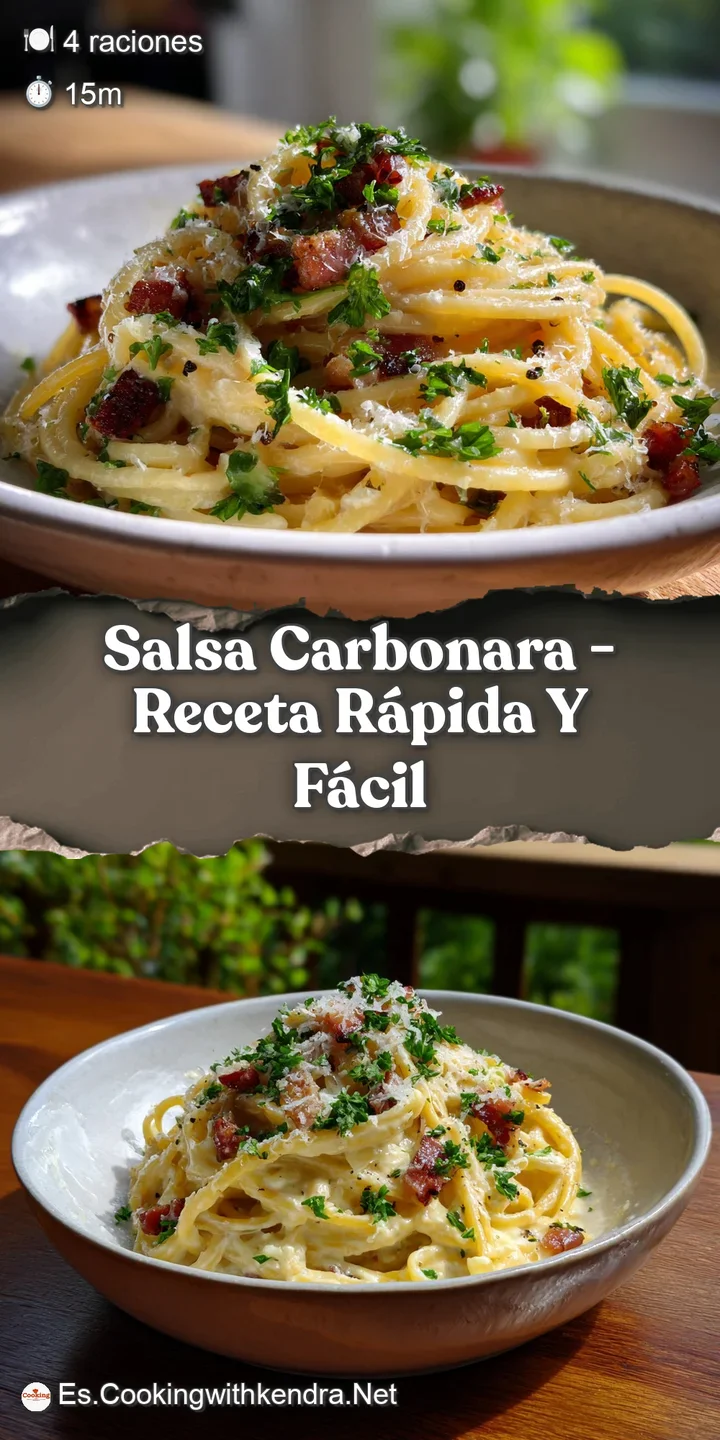 Close-up of swirling pasta coated in a rich, creamy sauce. Flecks of black pepper and fresh parsley add inviting texture a...