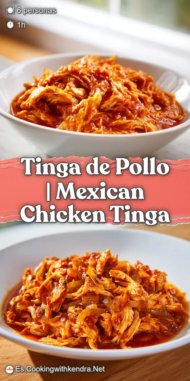 Detalle cercano de fibras de pollo jugosas en salsa roja espesa, resaltando la textura cremosa y el brillo del caldo.