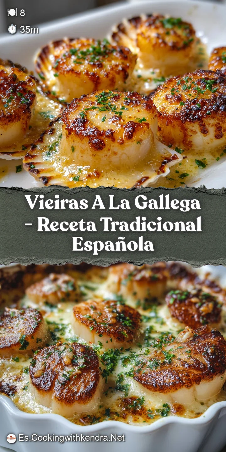 Close-up of a scallop sizzling in its shell, rich orange paprika and herbs create a savory aroma; oil shimmers.