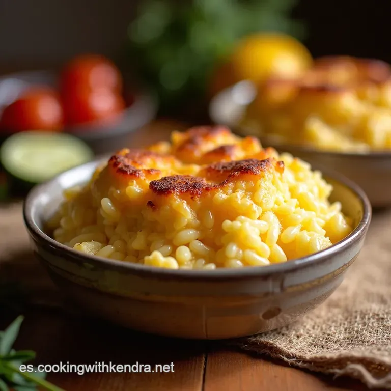 Abuelas Secret Baked Rice Pudding with a Golden Crust presentation
