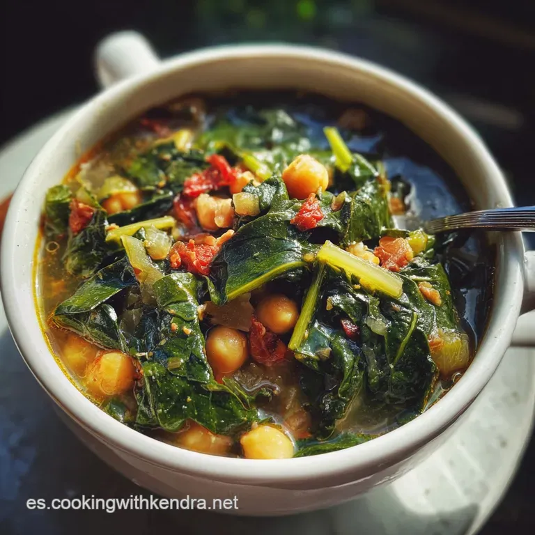 A swirl of tender greens and creamy chickpeas grace a white plate, dotted with paprika and drizzled with glistening emeral...