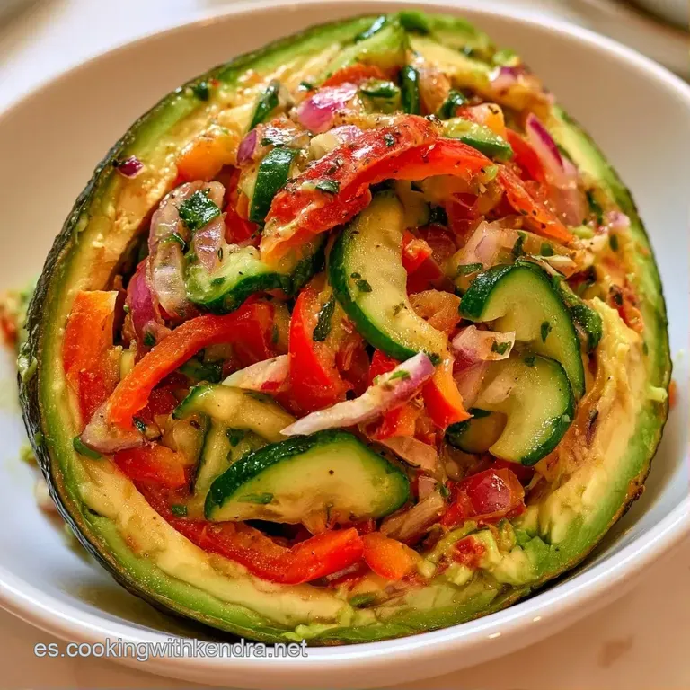 Cubos de aguacate brillante y verduras frescas dispuestas con orden, decoradas con semillas y un toque de aceite.