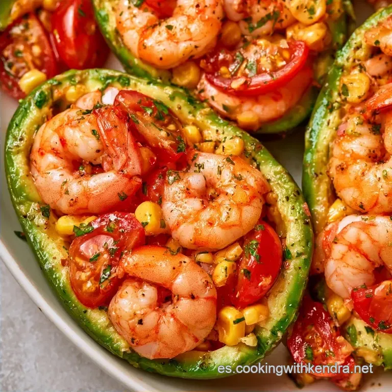 Aguacates Rellenos De Gambas con Tomates Cherry