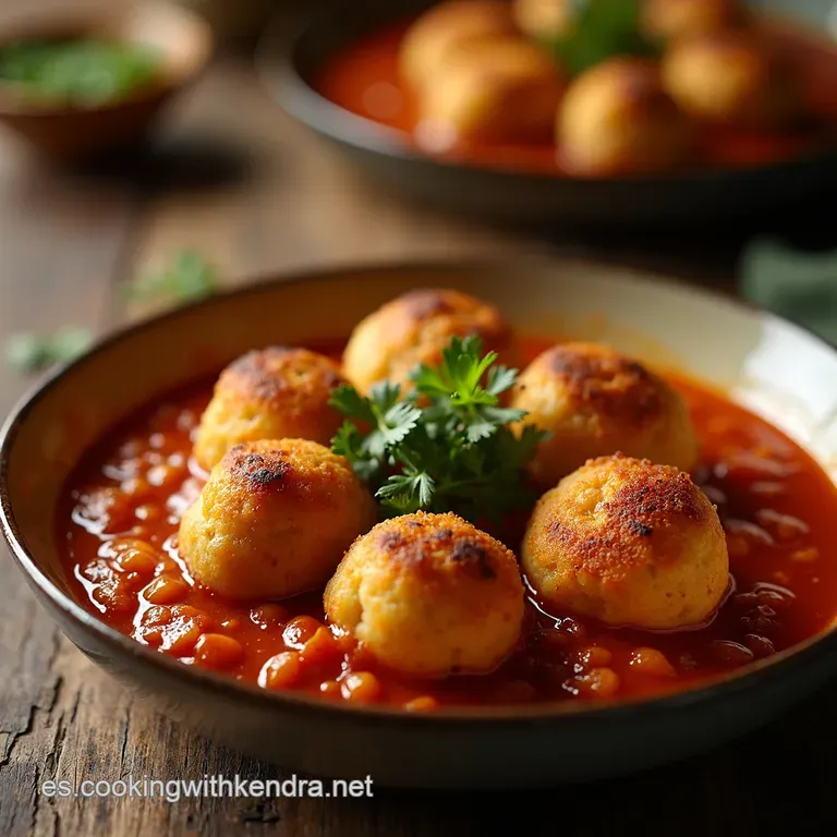 Alb&oacute;ndigas De La Abuela En Salsa De Tomate Casera presentation