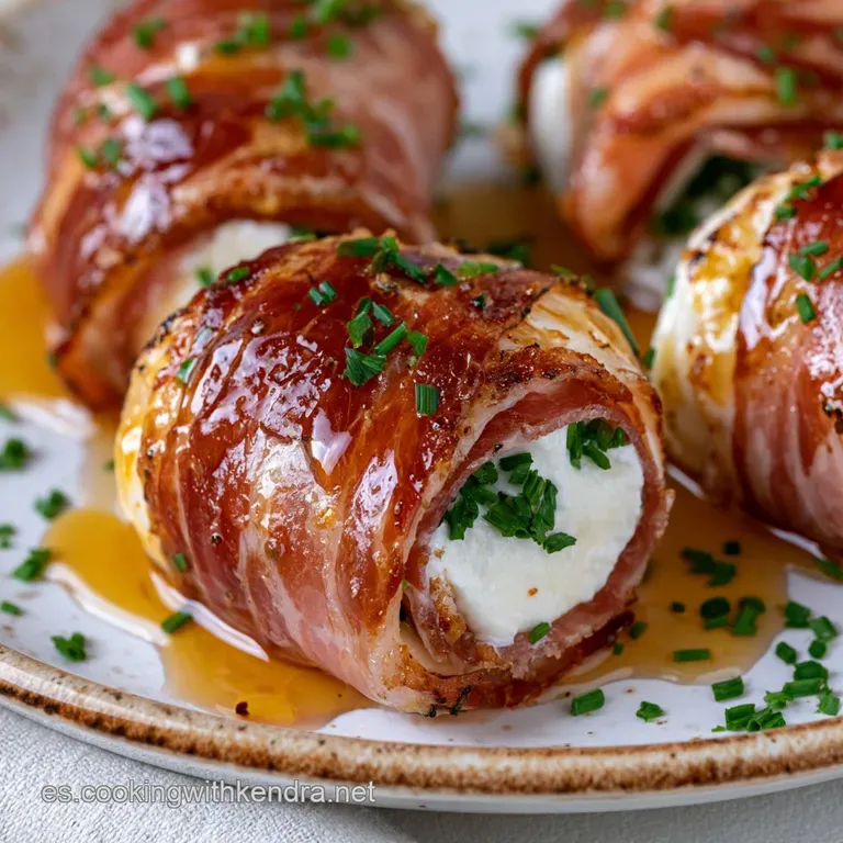 Montaje elegante de jam&oacute;n rojo intenso y queso blanco, resaltado por un glaseado dorado de miel y luz natural suave.
