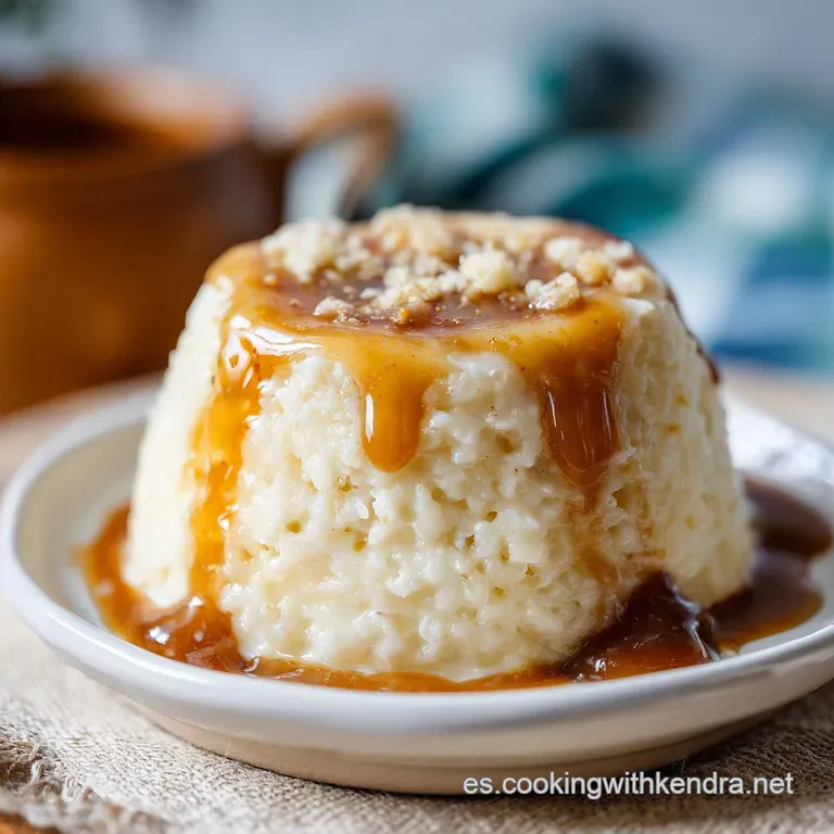 Elegant glass dish filled with chilled arroz con leche. Swirls of cinnamon create artful patterns on its smooth surface.
