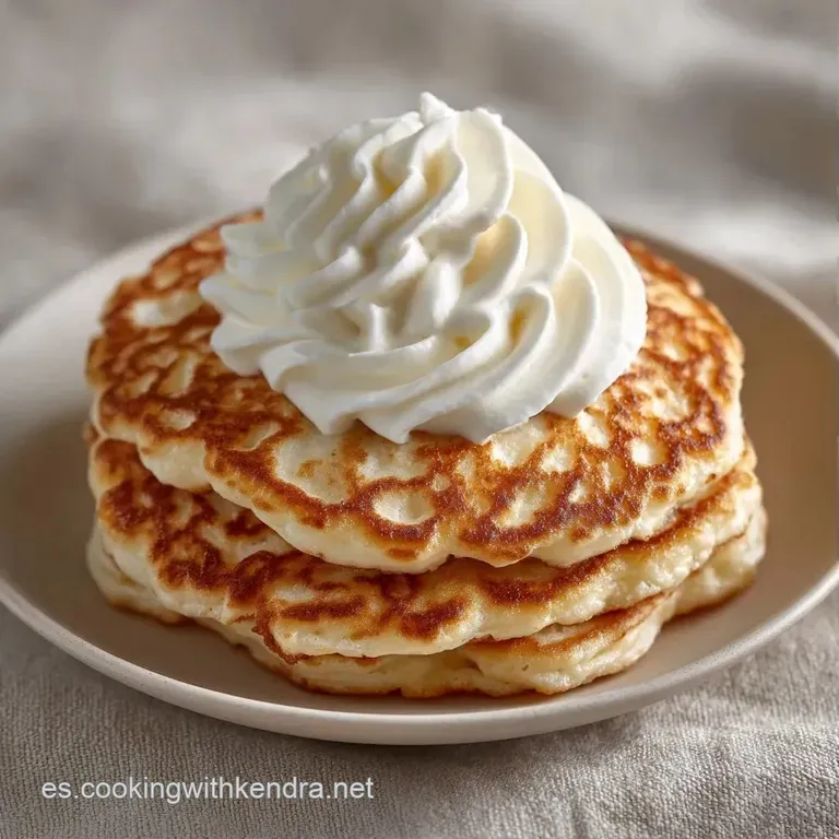 Peque&ntilde;os discos esponjosos alineados en plato blanco, coronados con crema agria sedosa y un toque de verde vibrante.