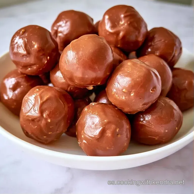 Pequeños dulces oscuros dispuestos artísticamente en un plato blanco, resaltando el acabado brillante del chocolate.