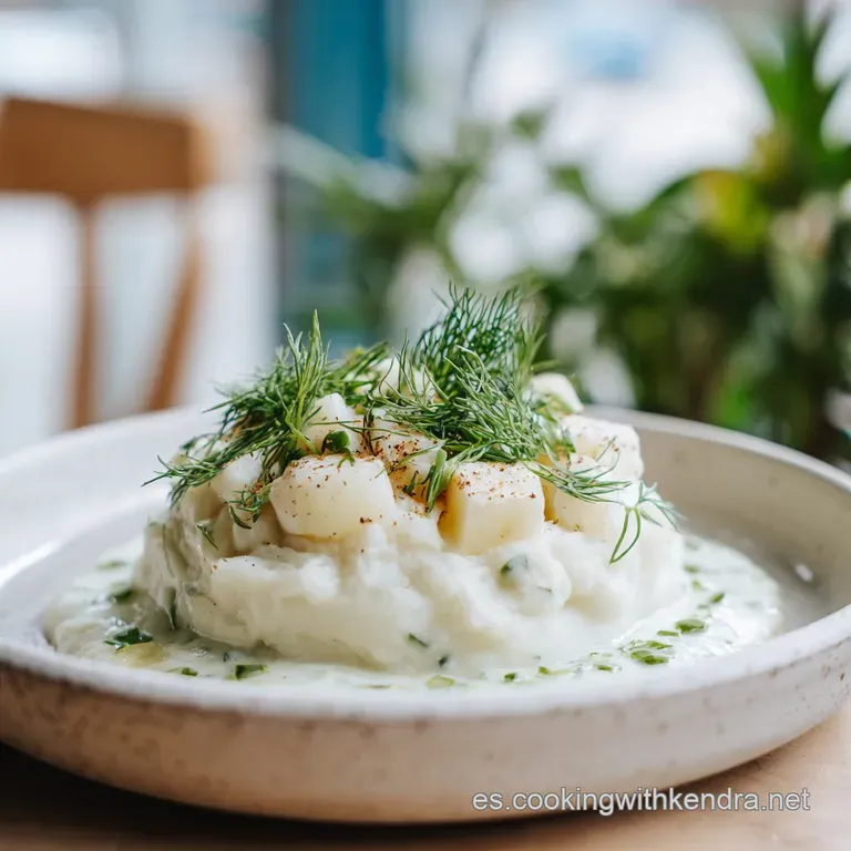Elegant quenelle of brandade, glistening with olive oil, beside crusty bread. Sprigs of parsley add a pop of green.