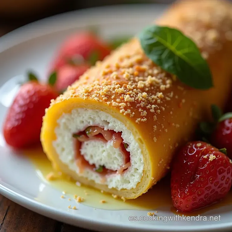 El Rollo de los Sue&ntilde;os Brazo de Reina Esponjoso con Nata Fresca y Fresas de la Huerta