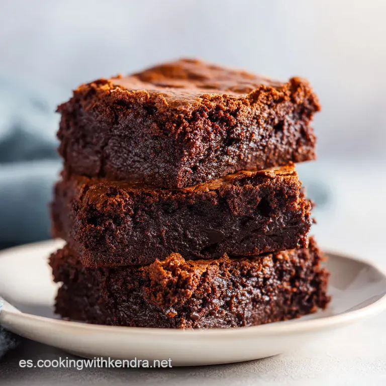 Glossy dark chocolate brownie square, dusted with cocoa powder. A bright red raspberry offers a pop of color and freshness...