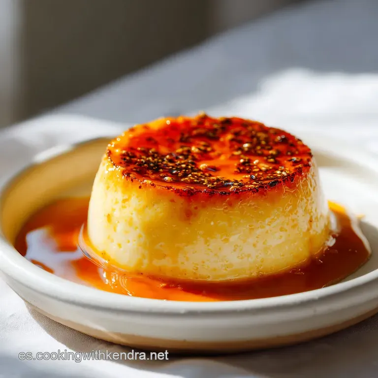 Creamy Crema Catalana dessert served in a shallow terracotta ramekin, its torched sugar crust glistening, beside a silver ...
