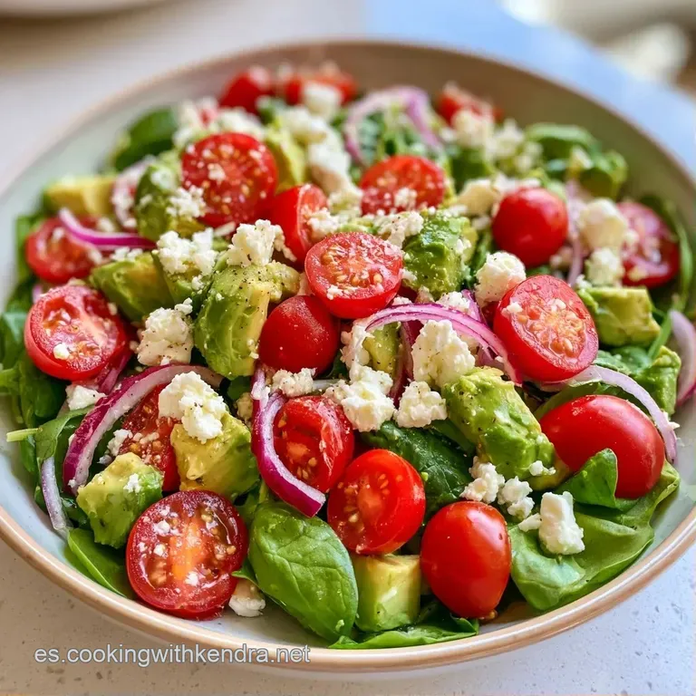 Ensalada dispuesta con elegancia en plato blanco, resaltando el contraste entre el verde cremoso y el blanco puro.