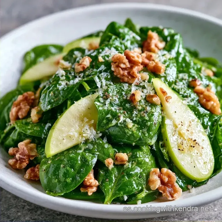 Ensalada De Espinacas Y Parmesano Con Manzana Verde