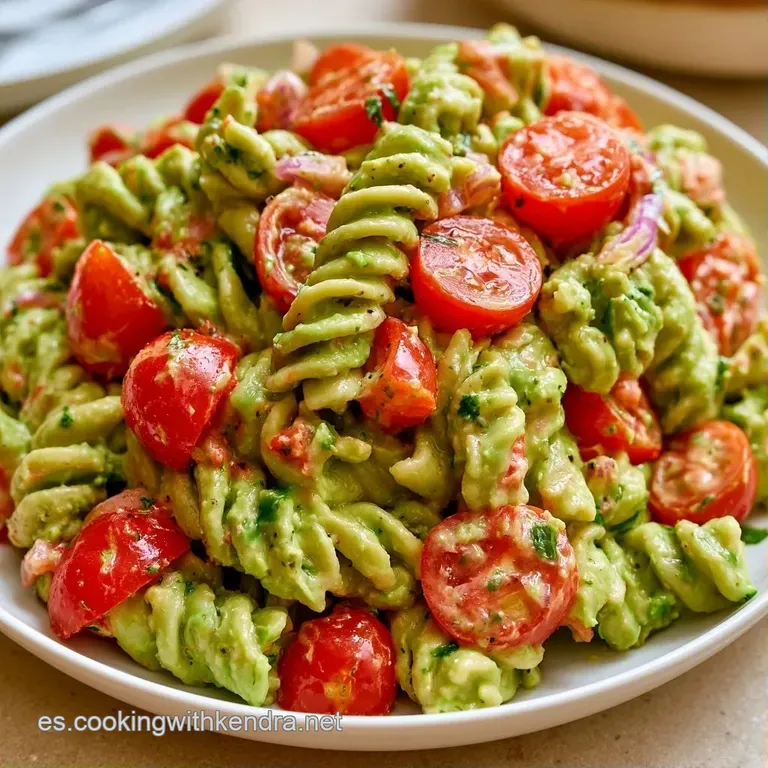 Montaje cuidado de pasta fresca adornada con láminas de aguacate, un toque de pimienta y aceite brillante en el plato.
