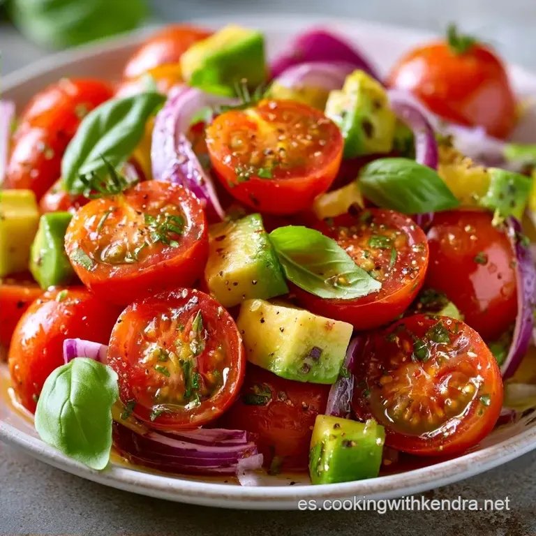 Ensalada De Tomate Y Aguacate con Albahaca