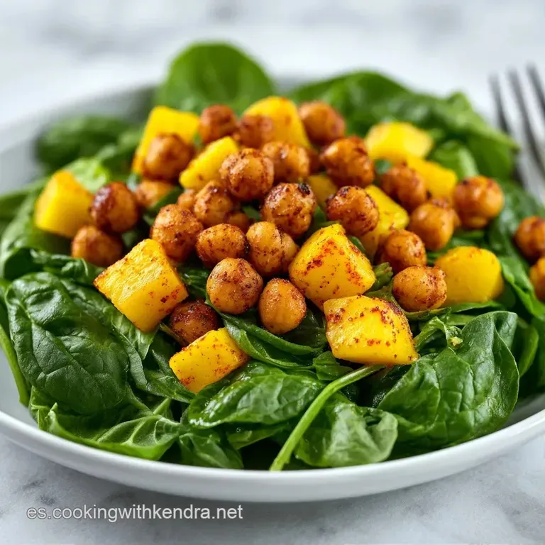 Ensalada dispuesta con precisi&oacute;n, trozos de fruta jugosa y brotes verdes sobre un plato cer&aacute;mico con luz natural suave.