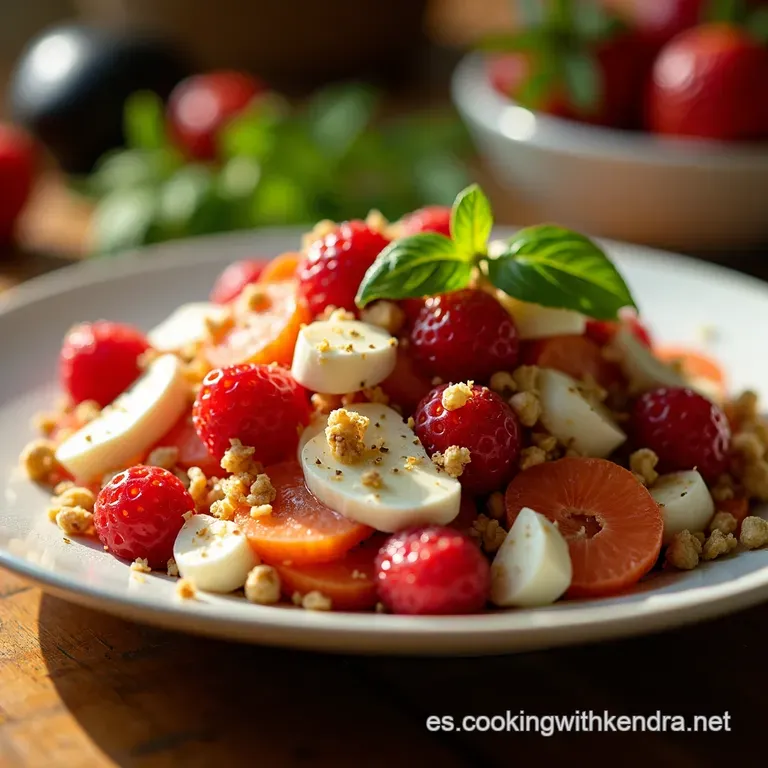 Ensalada Fra De Verano Fusi&oacute;n De Queso Cremoso Frutos Rojos Y Crujiente De Nueces presentation
