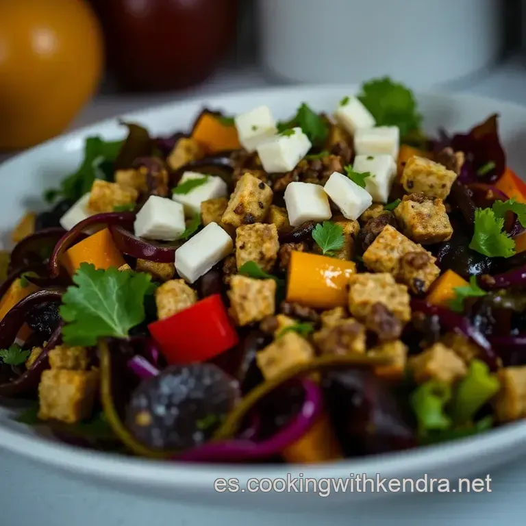 Ensalada Oto&ntilde;al Con Brotes Tiernos Persimons Y Curry presentation
