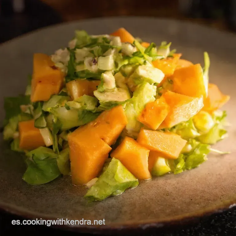 Ensalada Templada De Mel&oacute;n Con Crujiente De Avellanas Y Feta Al Aroma De Lima presentation