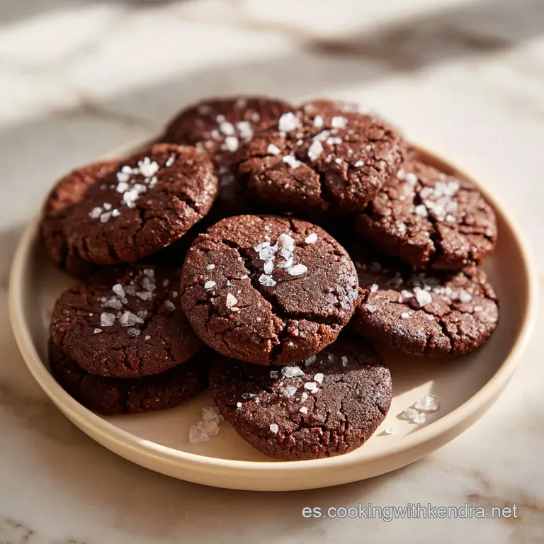 Mont&oacute;n de galletas oscuras y brillantes sobre plato cer&aacute;mico blanco, acompa&ntilde;adas de un vaso de leche fr&iacute;a cremosa.