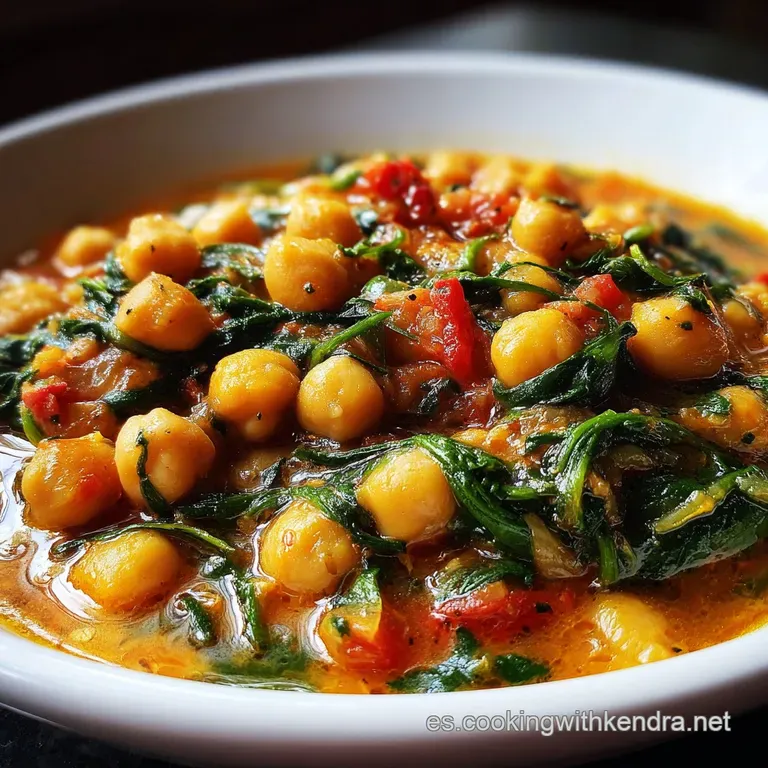 Steaming bowl of spinach and chickpeas, garnished with a swirl of olive oil and a sprinkle of smoked paprika for warmth.