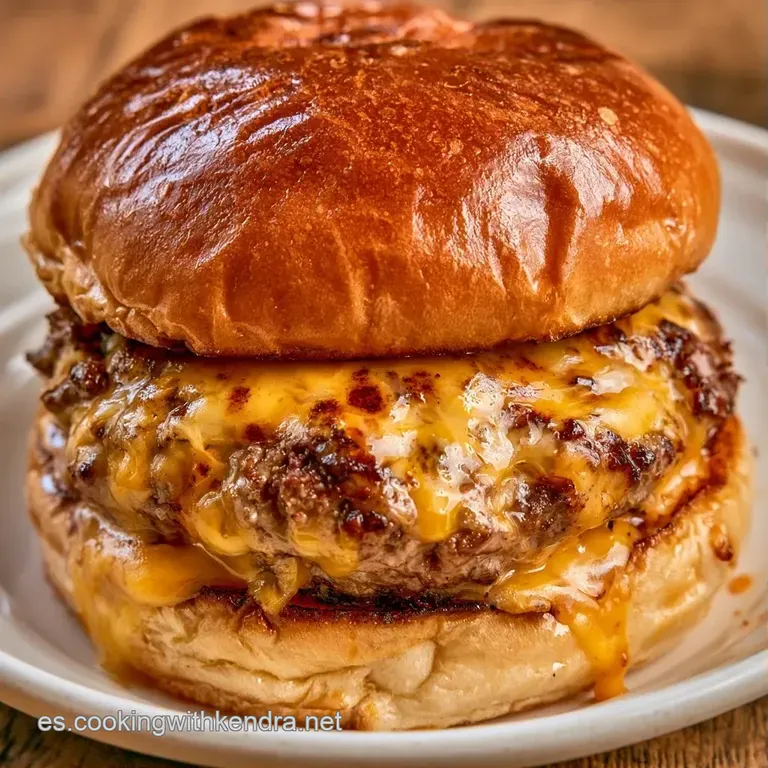 Hamburguesa jugosa sobre tabla rústica, con tomate rojo brillante, queso derretido y gotas de salsa sobre el pan tostado.