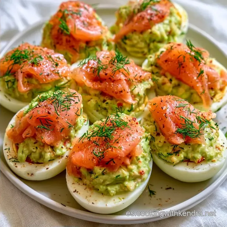 Huevos Rellenos Salmón con Aguacate y Lima