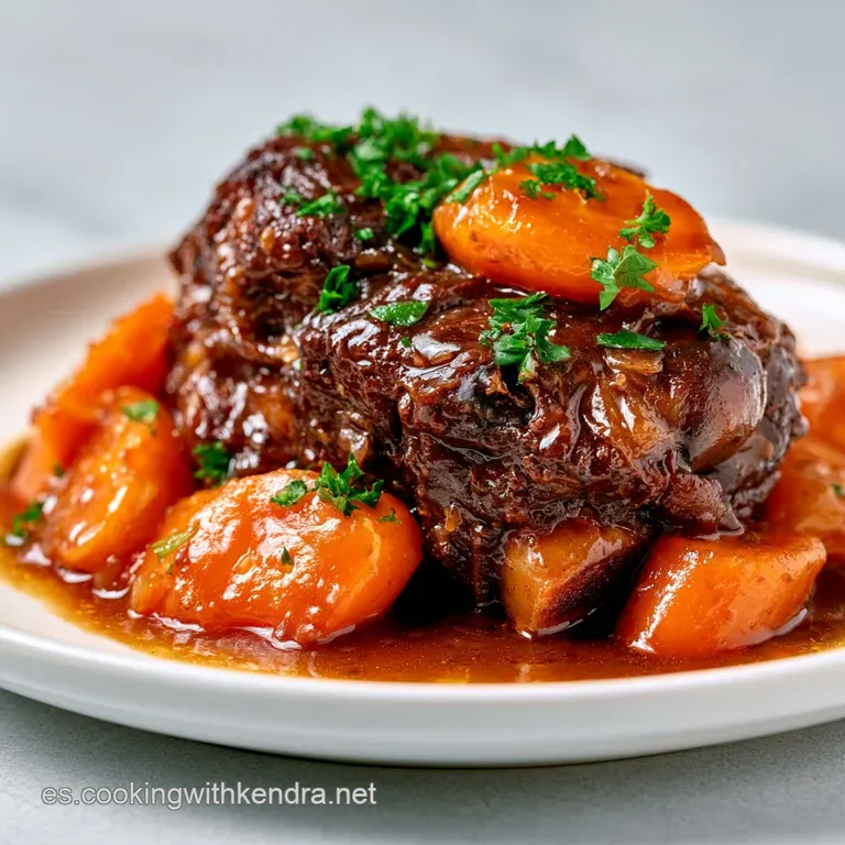 Carne jugosa sobre una base de pur&eacute; blanco sedoso, decorada con perejil verde fresco y una reducci&oacute;n de salsa espesa.