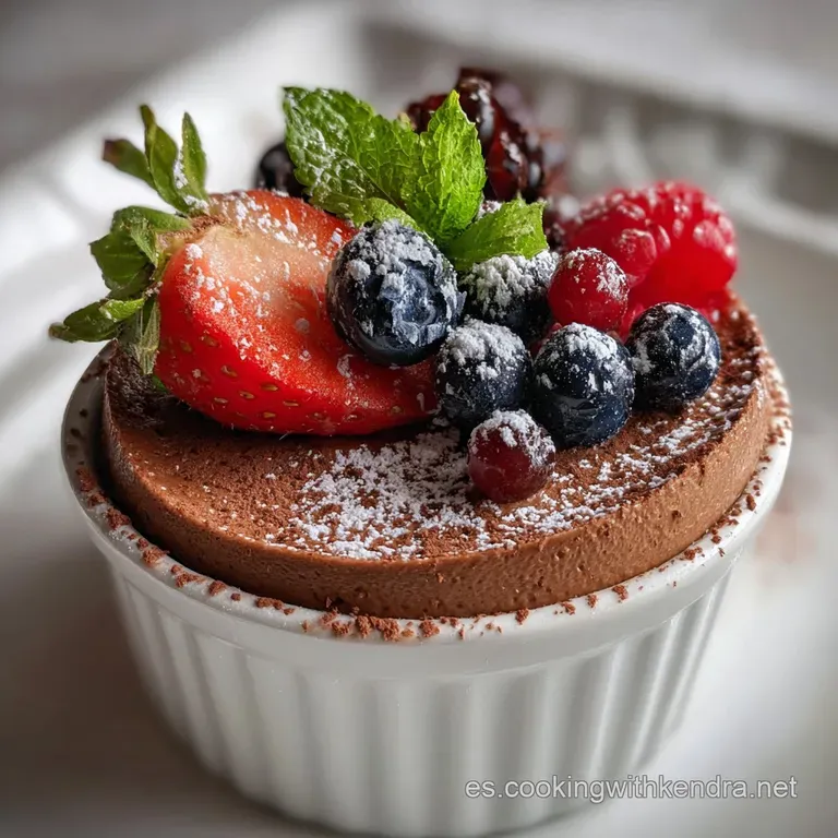 Elegant spoonful of rich, dark chocolate mousse resting on a white plate. Fine cocoa powder dusting, emphasizing its smoot...