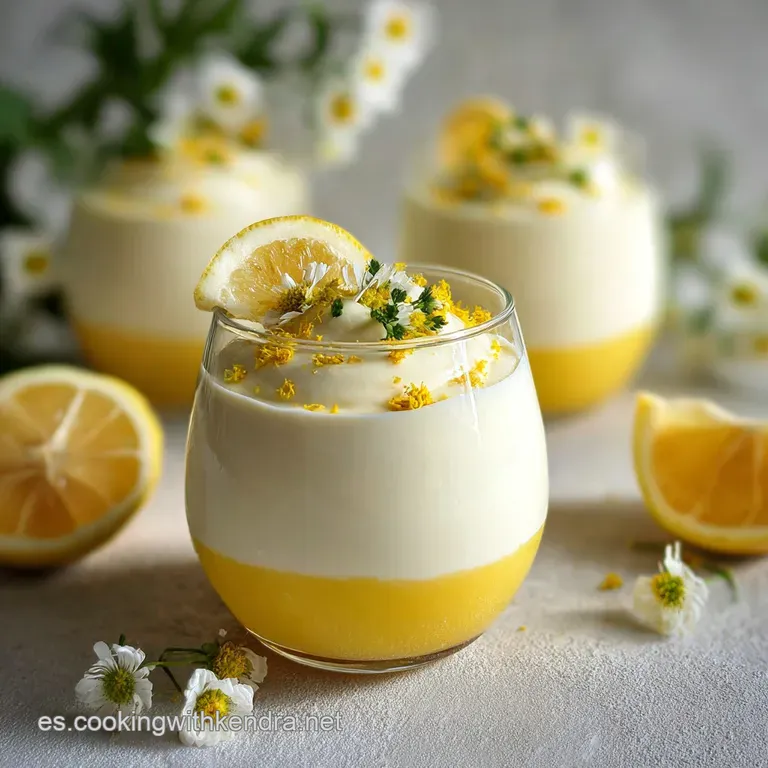 Elegant serving of lemon mousse in a stemmed glass, topped with zest. Creamy, light yellow dessert.