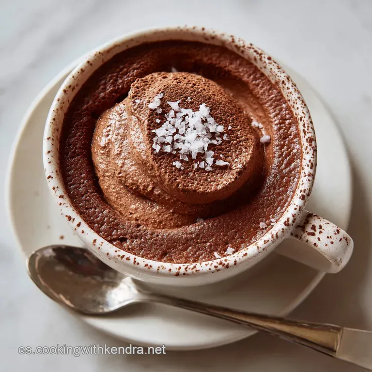 Elegant mocha mousse dessert with a coffee bean garnish on a white plate. Soft peaks and a dusting of cocoa create visual ...