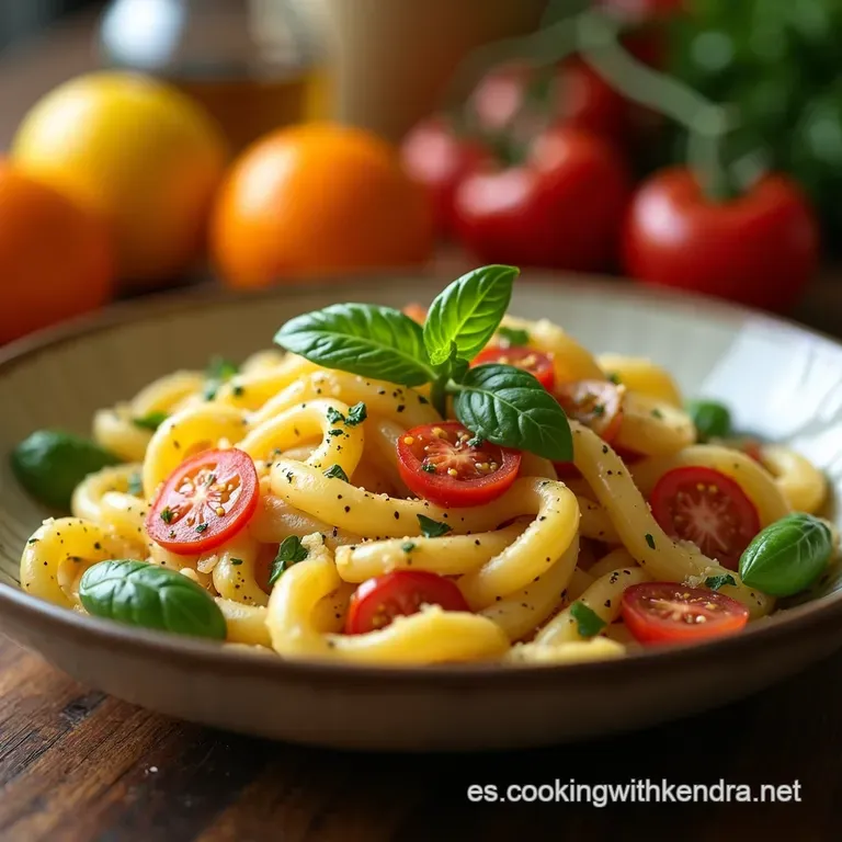 La Italiana Refrescante Ensalada De Pasta Tricolor Con Vinagreta C&iacute;trica Al Estilo Mediterr&aacute;neo presentation