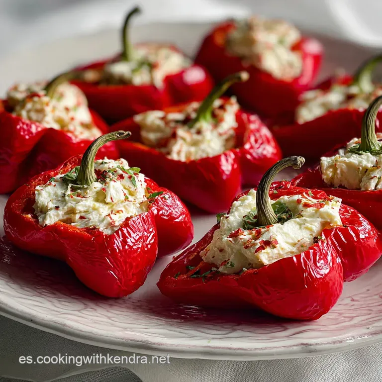 A single stuffed red pepper, plump and glistening, rests on a pristine white plate, hinting at a savory cod filling. Elega...