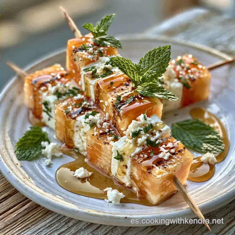 Pinchos Melón Feta con Menta Fresca