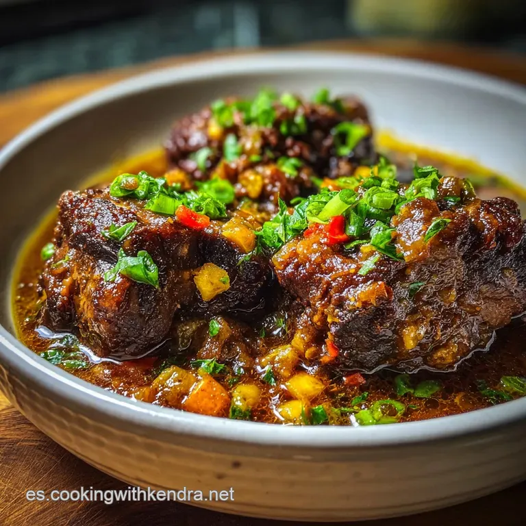 Braised oxtail, fork-tender, glistening with a deep brown sauce, served over creamy mashed potatoes with fresh parsley.