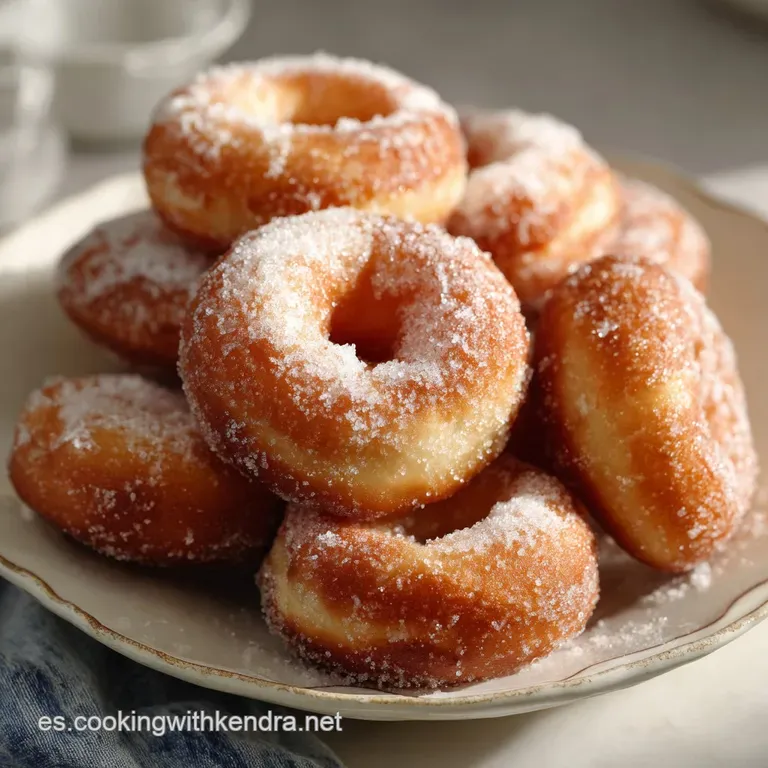 Stack of sugared anise donuts on a rustic wooden plate. Warm, inviting treat ready to be savored with coffee.