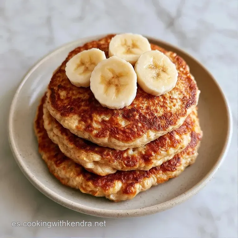 Tortitas esponjosas en plato blanco, decoradas con fruta fresca y un hilo de sirope ámbar que cae suavemente.