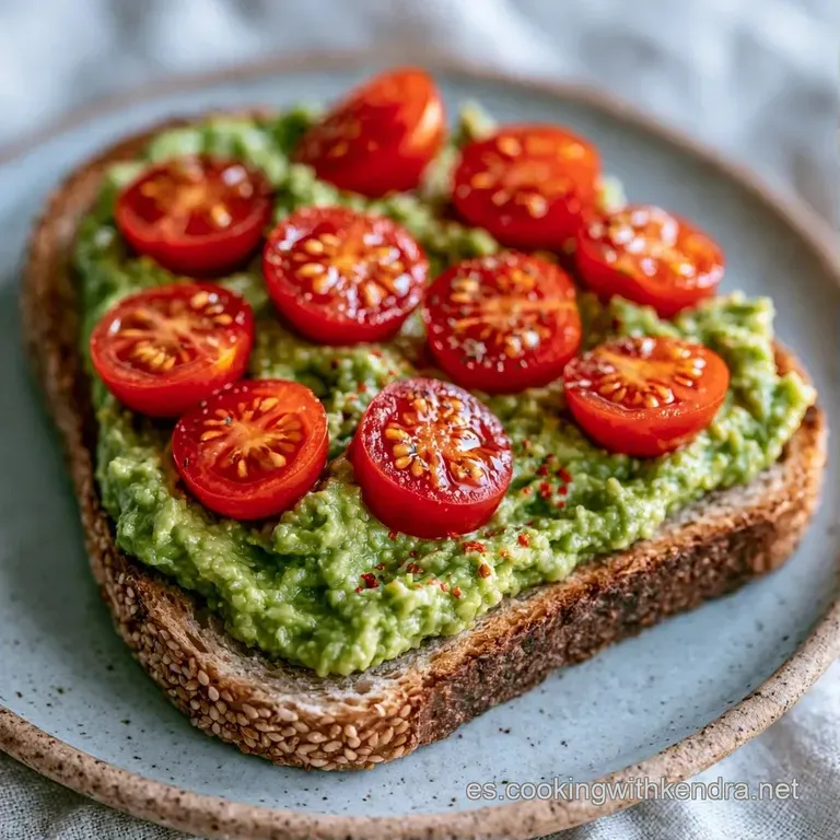 Dos rebanadas de pan dorado con aguacate untado, decoradas con rodajas finas y un toque de pimienta sobre plato blanco.