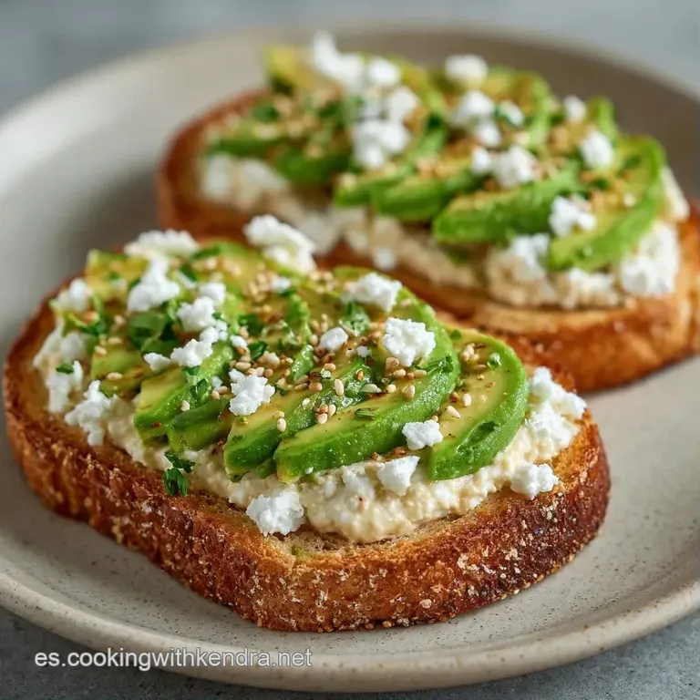 Tostas dispuestas en plato blanco con hilos de aceite, brotes verdes frescos y colores vivos que resaltan el contraste.
