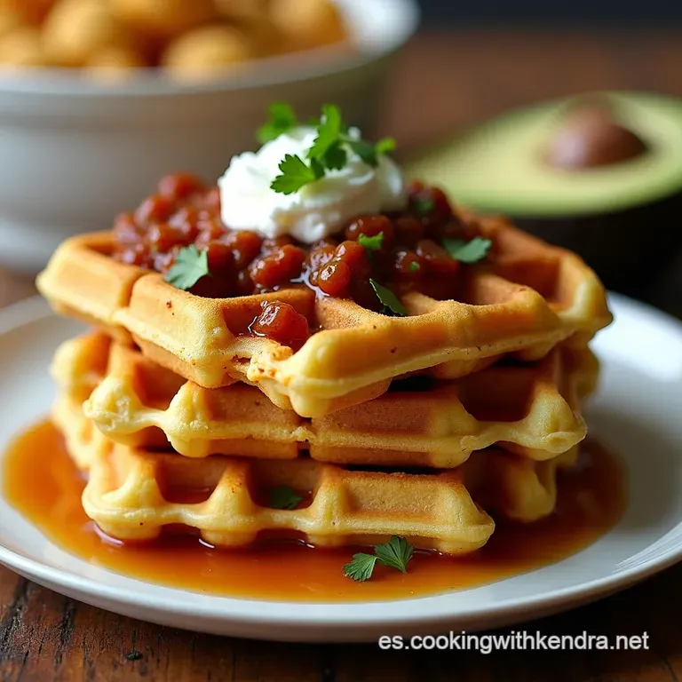 WaffleChili Fiesta Cornbread Waffles Bowl with Hearty Chili
